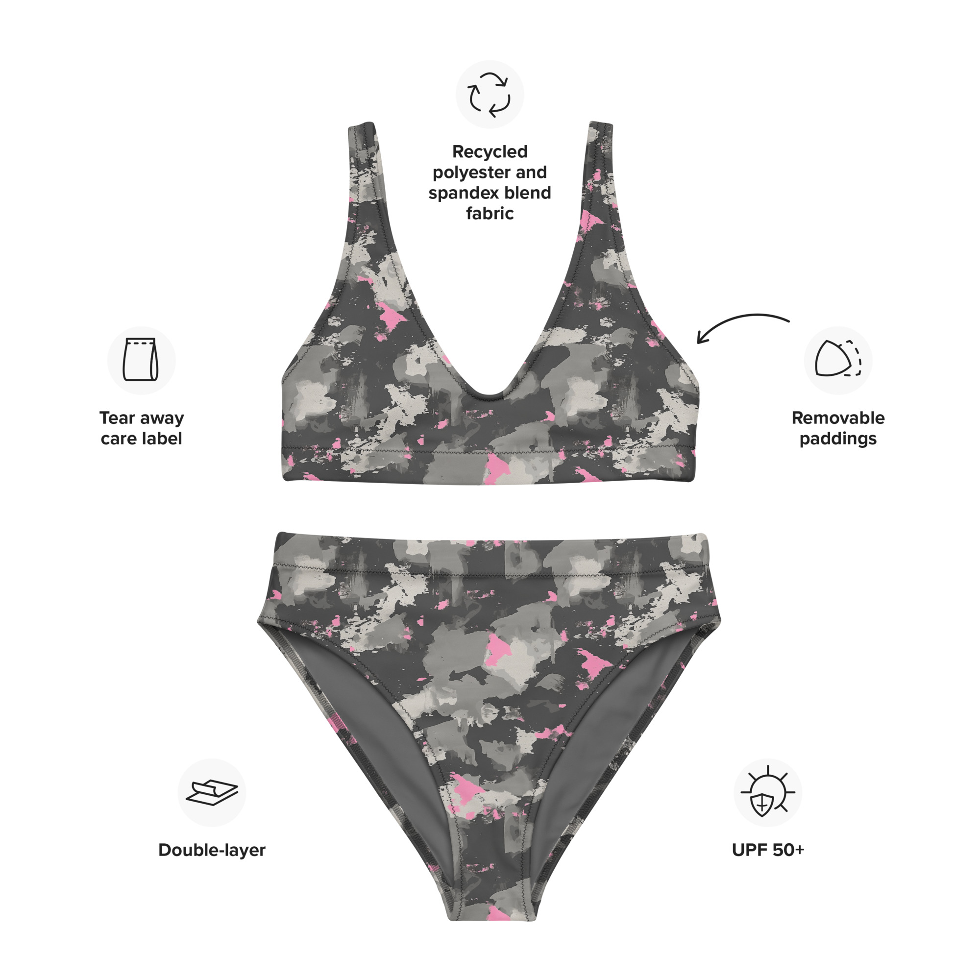 High Waist Bikini Rose Camo