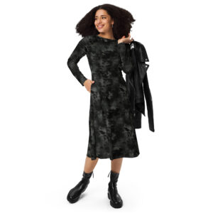 Langärmliges Midikleid mit Allover-Druck