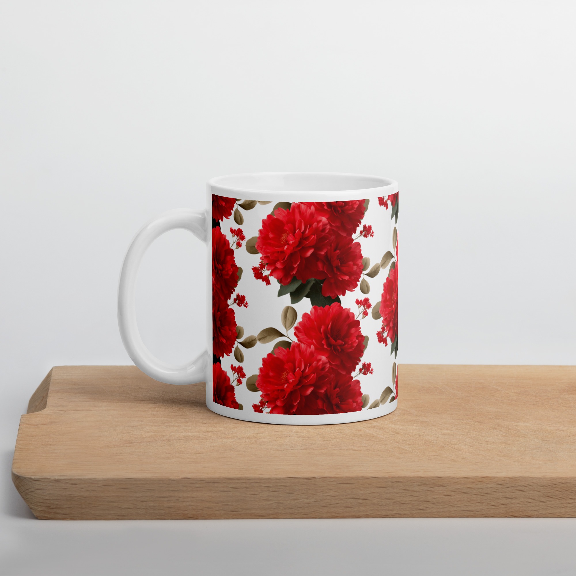 Red Flowers glänzende Tasse